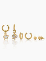 Pearl & Star Earrings Set