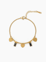 Piera Diamond Heart Charms 18K Gold Plated Bracelet