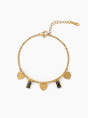 Piera Diamond Heart Charms 18K Gold Plated Bracelet