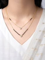 Quilla Dual Layered Diamond Stud 18K Gold Plated Mangalsutra