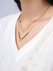 Quilla Dual Layered Diamond Stud 18K Gold Plated Mangalsutra