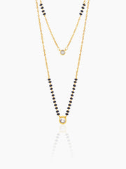 Quilla Dual Layered Diamond Stud 18K Gold Plated Mangalsutra