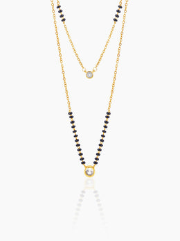 Quilla Dual Layered Diamond Stud 18K Gold Plated Mangalsutra