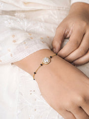Rashi Solitaire Halo 18K Gold Plated Mangalsutra Bracelet