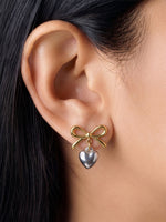 Renora Bow Heart 18K Gold Plated - Silver Earrings