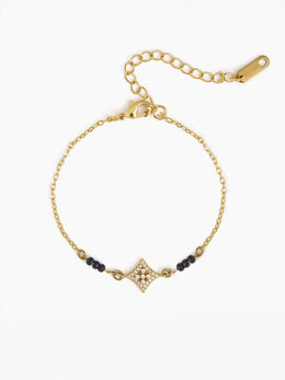 Ruhika Square Diamond Cluster 18K Gold Plated Mangalsutra Bracelet
