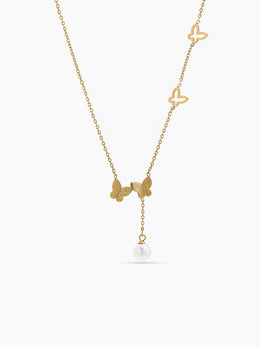 Rumiya Butterfly Pearl 18K Gold Plated Necklace