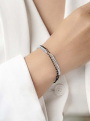 Samiha Baguette Diamond Silver Mangalsutra Bracelet
