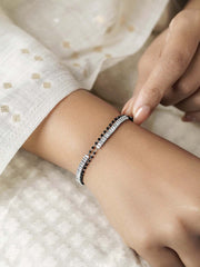 Samiha Baguette Diamond Silver Mangalsutra Bracelet