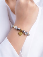 Selora Heart Bead Silver - 18K Gold Plated Women's Bracelet