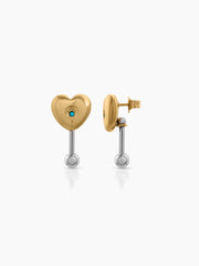 Solina Heart Drop 18K Gold Plated - Silver Earrings