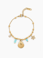 Soraya Ocean Shell Charm 18K Gold Plated Chain Bracelet