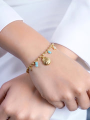 Soraya Ocean Shell Charm 18K Gold Plated Chain Bracelet