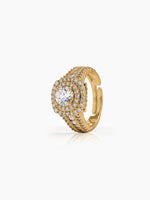 Sorella Solitaire Halo 18K Gold Plated Women's Ring