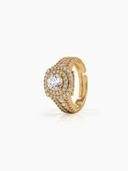 Sorella Solitaire Halo 18K Gold Plated Women's Ring
