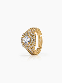 Sorella Solitaire Halo 18K Gold Plated Women's Ring