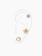 Tahila Floral Trio 18K Gold Plated Women's Earrings Set