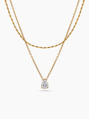 Talina Pear Solitaire 18K Gold Plated Layered Necklace