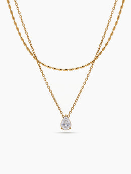 Talina Pear Solitaire 18K Gold Plated Layered Necklace