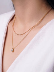 Talina Pear Solitaire 18K Gold Plated Layered Necklace