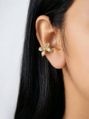 Tavelle Baguette Diamond Bow 18K Gold Plated Ear Cuffs