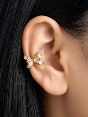 Tavelle Baguette Diamond Bow 18K Gold Plated Ear Cuffs