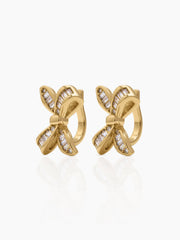 Tavelle Baguette Diamond Bow 18K Gold Plated Ear Cuffs