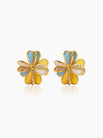 Vesira Multicolour Floral Diamond 18K Gold Plated Earrings
