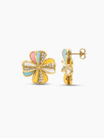 Vesira Multicolour Floral Diamond 18K Gold Plated Earrings