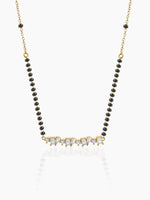 Yuvika Diamond Cluster Bar 18K Gold Plated Mangalsutra