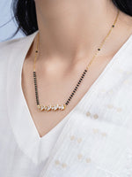 Yuvika Diamond Cluster Bar 18K Gold Plated Mangalsutra
