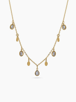 Zoreya Diamond Charms 18K Gold Plated Choker Necklace