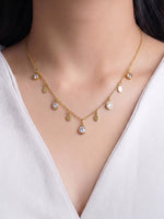 Zoreya Diamond Charms 18K Gold Plated Choker Necklace