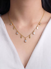 Zoreya Diamond Charms 18K Gold Plated Choker Necklace