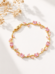 Tulip Bracelet | Pink Crystal 18K Gold-Plated Bracelet for Women