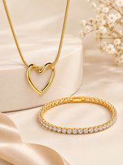 Eternal Heart Necklace & Tennis Bracelet Set