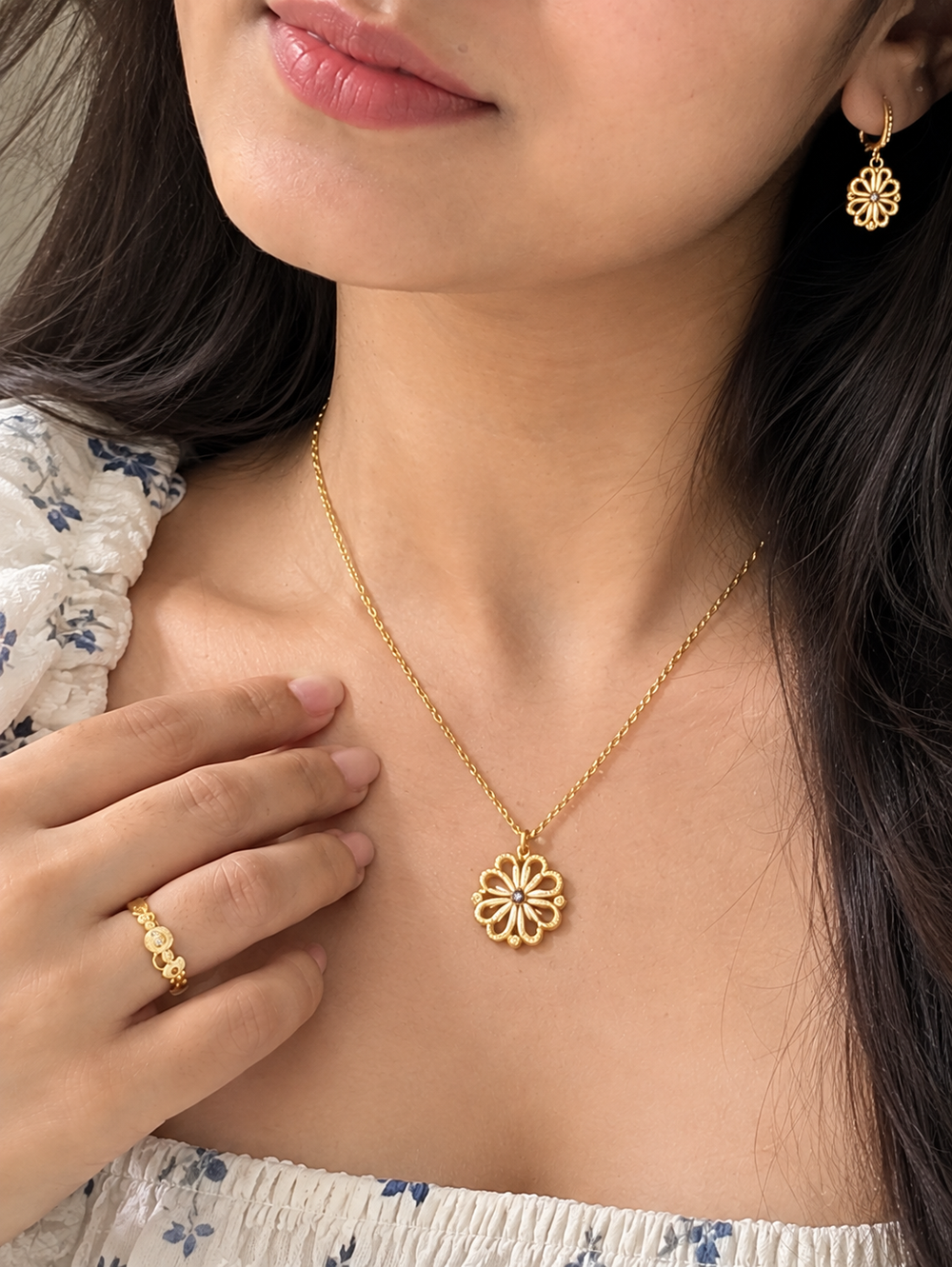 Customer wearing Erlea jewellery