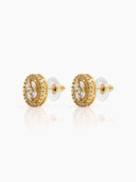 Savera Halo Solitaire 18K Gold Plated Earrings