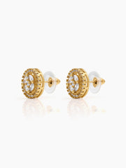 Savera Halo Solitaire 18K Gold Plated Earrings