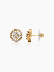 Savera Halo Solitaire 18K Gold Plated Earrings