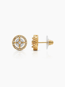 Savera Halo Solitaire 18K Gold Plated Earrings