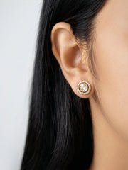 Savera Halo Solitaire 18K Gold Plated Earrings